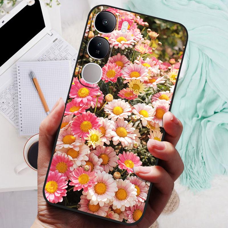 Vivo V40 Lite IDN V40SE Y200 Y300 Telefon Kılıfı Arka Kapak Moda Çiçek Kelebek Yumuşak TPU Kılıflar Vivo V 40 Lite V40 SE İçin