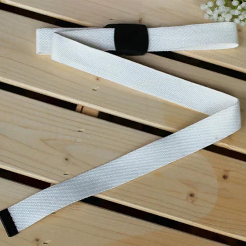 

Модный регулируемый ремень унисекс корейский стиль холщовые ремни винтажная пластиковая пряжка длинный пояс белый