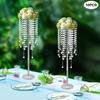 10 Pieces Elegant Silver Crystal Flower Stands for Wedding Centerpieces - Tall 75cm (29.5in) Acrylic & Iron Home Table Decor