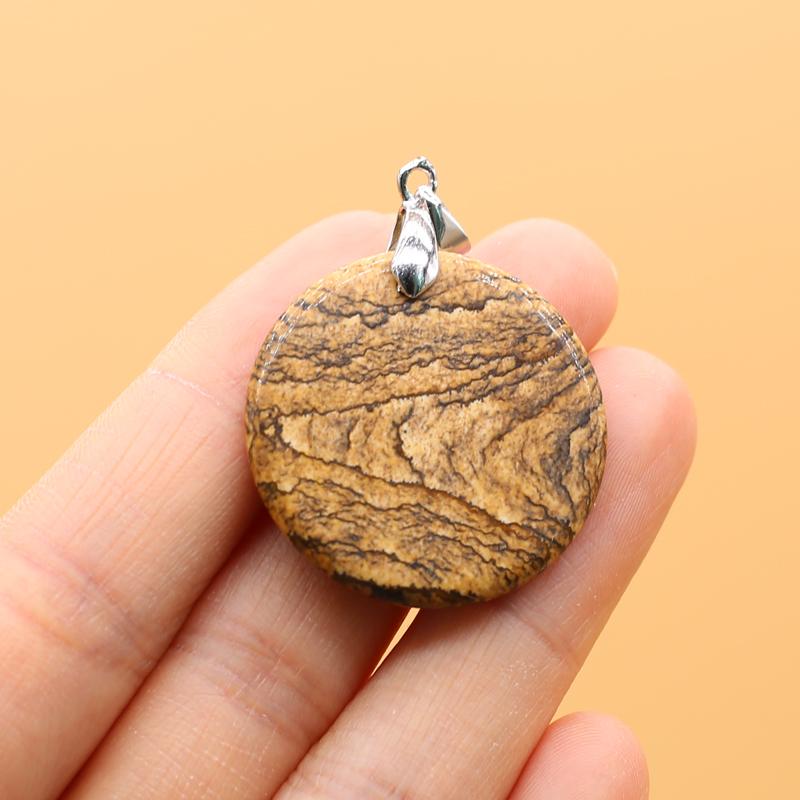 

1 шт. кулон с кристаллами исцеления ауры, модные круглые подвески из натурального камня для самостоятельного изготовления ожерелий, серег, украшений, аксессуаров, креативных ювелирных изделий, подарков 1Pc-30mm