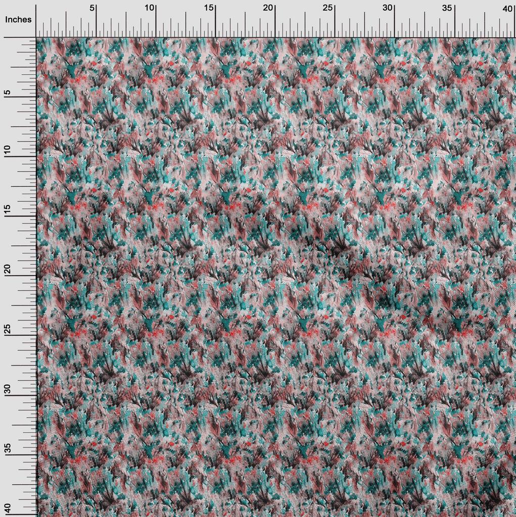 oneOone Cotton Flex Dusty Teal Green Fabric Abstract Floral Sewing Material Print Fabric By The Yard 40 Inch