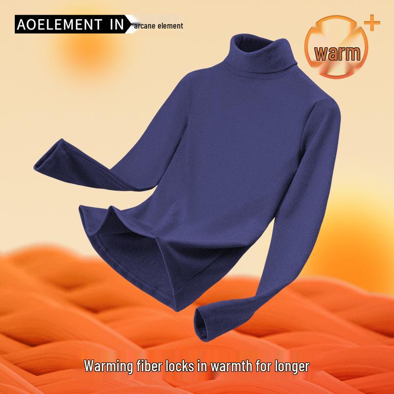 Men's Plush Thickened Autumn Top: Medium/High Collar, Warm Slim Fit, Long-Sleeve Base Layer