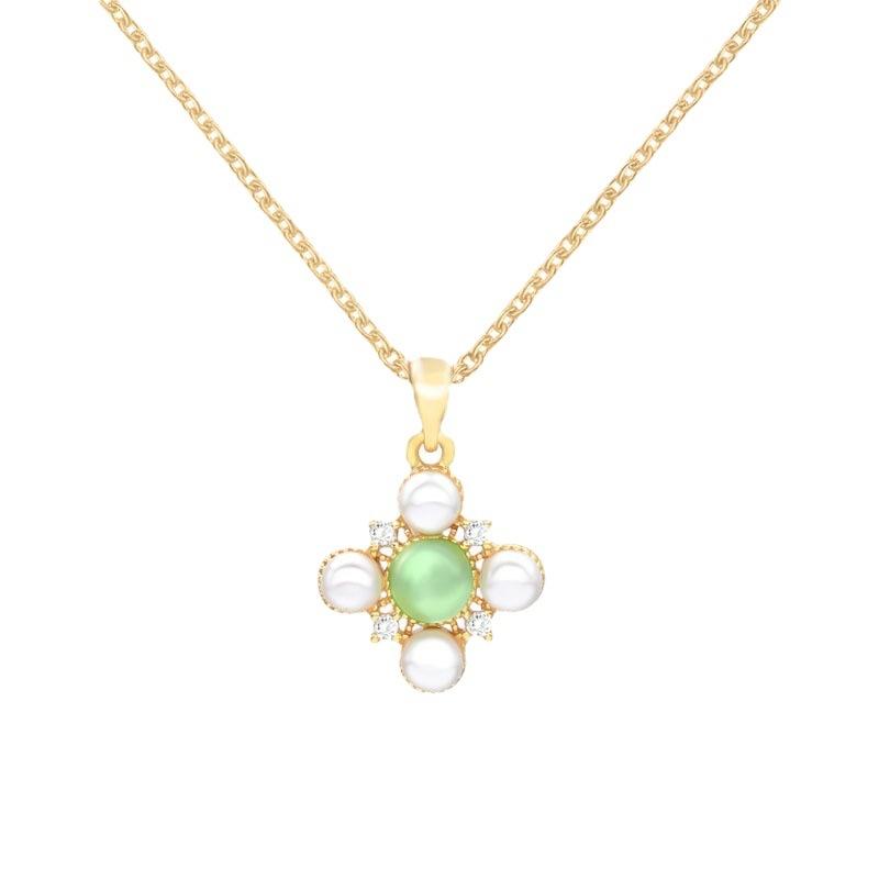 Cross Emerald Necklace Women'S Light Luxury Retro Trend Versatile Collarbone Chain