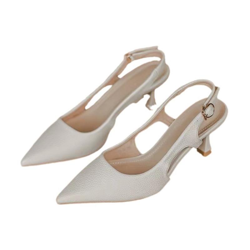 fashion Women Pumps Pointed Toe Sandals Slip on High Heels Sandal Black Sexy Heels Slingbacks Office Lady Shoes Wedding Summer2024