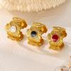 Anello in Acciaio Inossidabile con Gocce Irregolari Floreali Francesi - Design Lussuoso e Resistente ai Colori per Donne