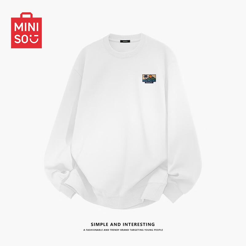 MINISO Men's Heavyweight American Style Crewneck Pullover Sweatshirt