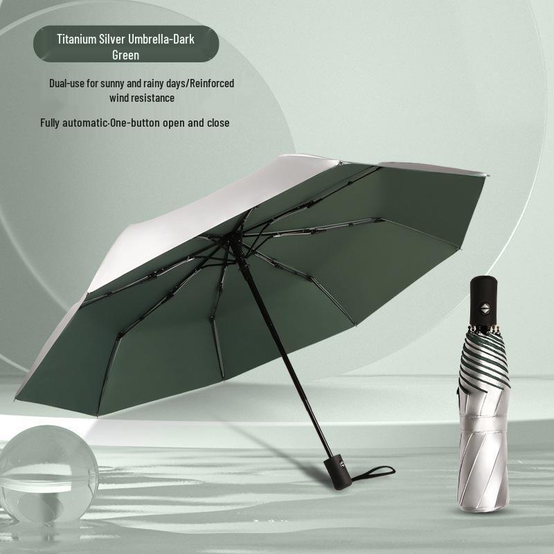 Peptide Silver Titanium Sunscreen Dual-Use Umbrella: Reflective, Sun & Rain Protection, VIP Princess Five-Fold Design.