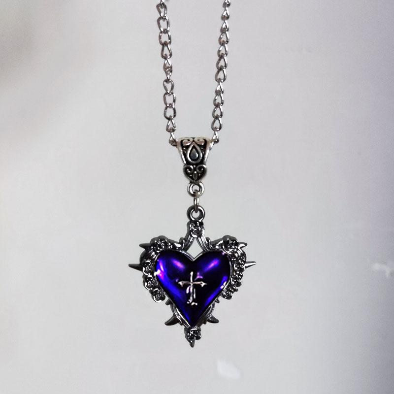 Gotische Todeskreuz Halskette Für Frauen Mann Hexe Schmuck Zubehör Geschenk Dorn Rose Rotes Herz Anhänger Choker