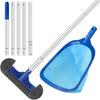 Swimming Pool Cleaning Kit Including 12.5 In Pool Brush Head,Ultra Fine Mesh Pool Leaf Skimmer Net With Maximum Length 76.5 In Adjustable Aluminum