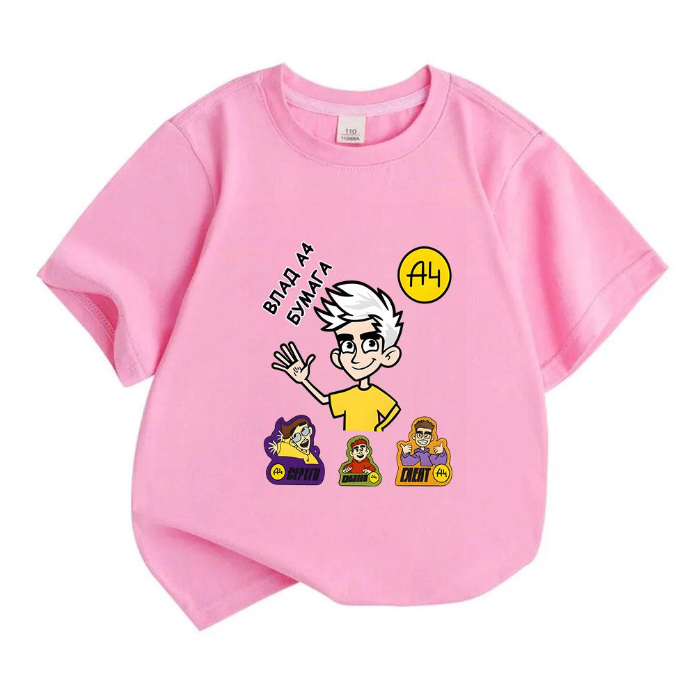 Kids Boys Girls 100% Cotton O-neck Short Sleeve T-Shirt, Cute Cartoon Character Printed Casual Soft Breathable Tee for Daily Wear School Summer Tops f
