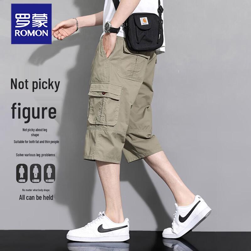 ROMON Men s Summer Casual 3/4 Length Cargo Shorts 2XL хаки