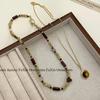 2024 Fashion Tiger Eye Stone & Metal Beaded Necklace - Chinese Style Clavicle Jewelry for Women