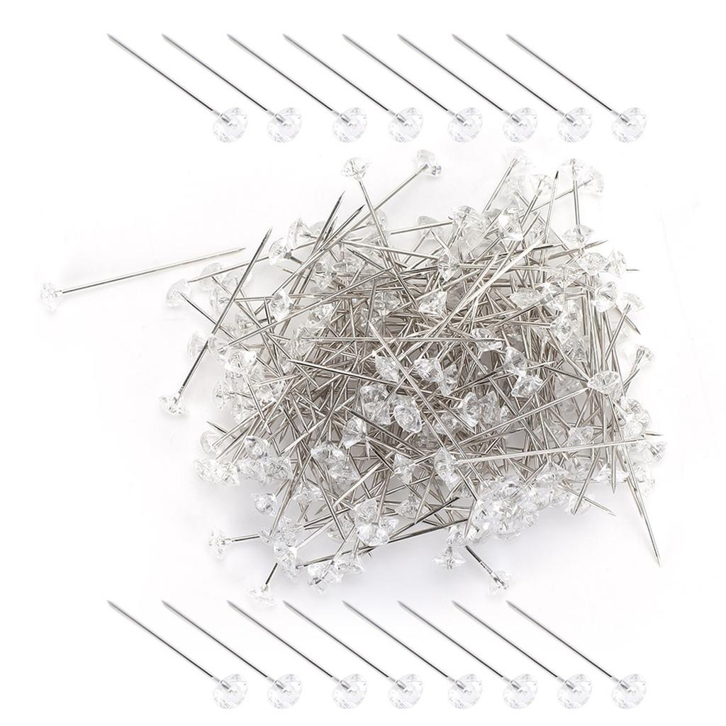200Pcs Flower Bouquet Pins Brooch Sewing Crystal Head Pearl Needle for Wedding Jewelry Decoration