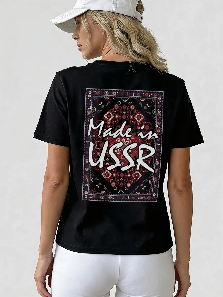 Cotton short-sleeved t-shirt fashion temperament trendy brand American retro lazy style trend loose printed top women S