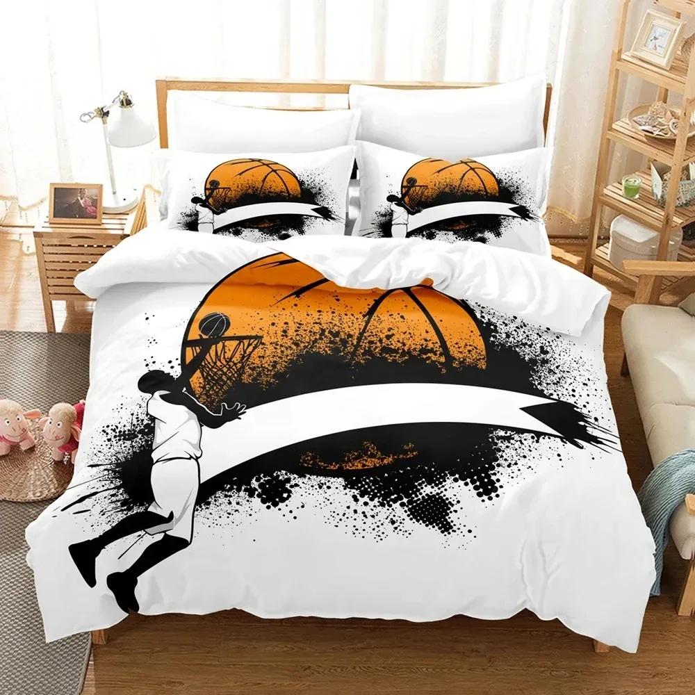 

Basketball Duvet Cover Set QueenSports Gaming Comforter Cover for Boys GirlsBlack Graffiti Bedding Set Sports Bedspread Cover EU Single(135*200cm)3pcs