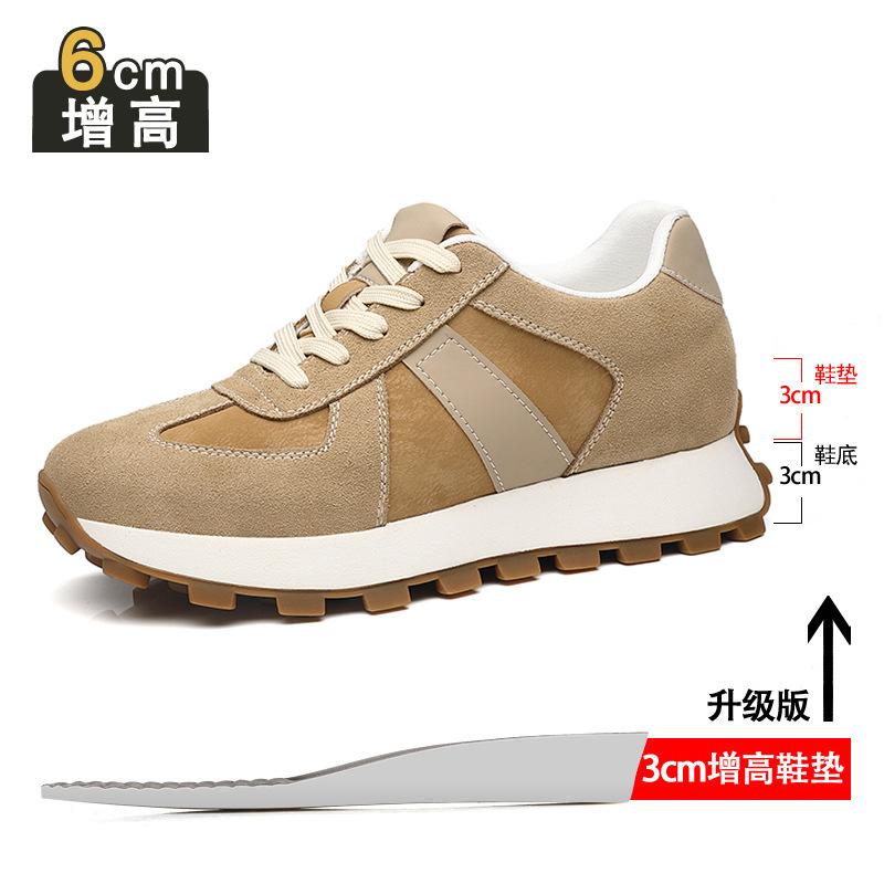 Inner Height Increase 8cm Board Shoes Men's Breathable Sports and Leisure Shoes Low Heel Real Cowhide Invisible Height Increase Dad Shoes Men