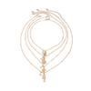 1 Set Layering Collarbone Chain Seaside Jewelry Piece Tortoise Seahorse Pendant Necklace Pearls Detailing Metal Chain