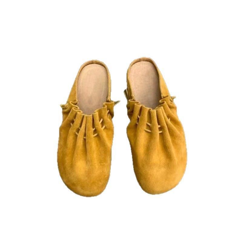 2025 Women's Summer Pleated Half Slippers: Versatile Lazy Sandals