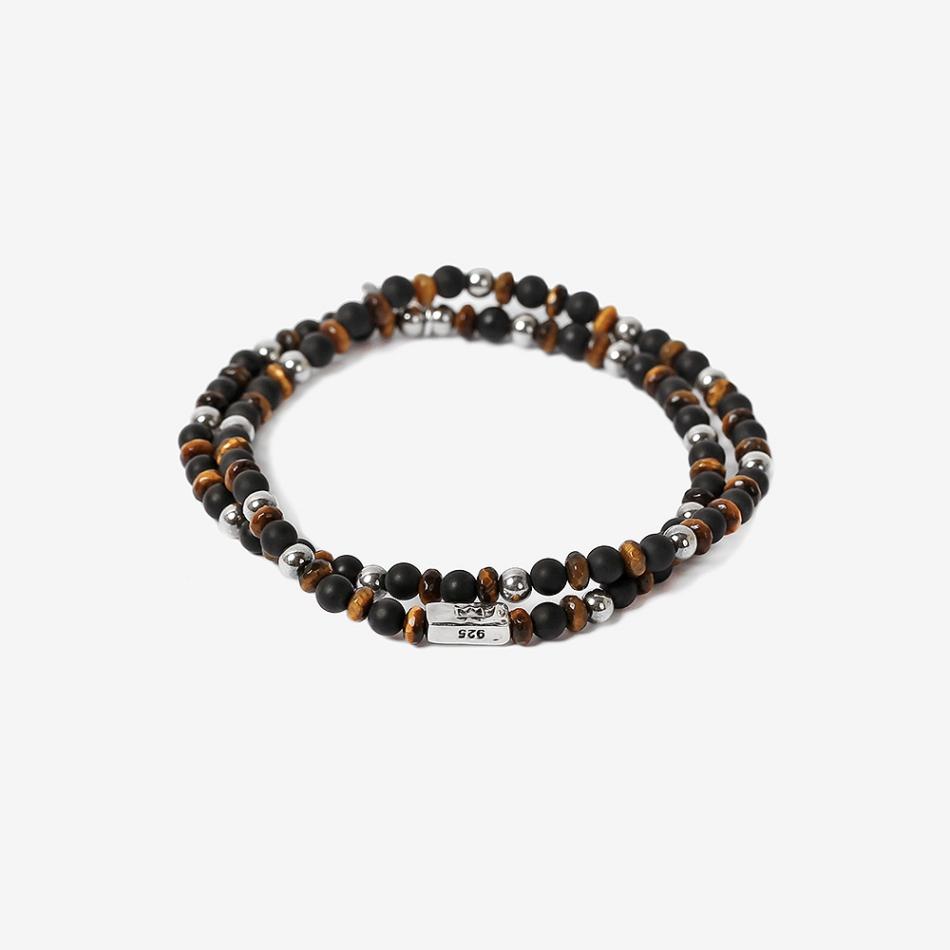 Aekki Dual Feather Tiger Onyx Gemstone Bracelet