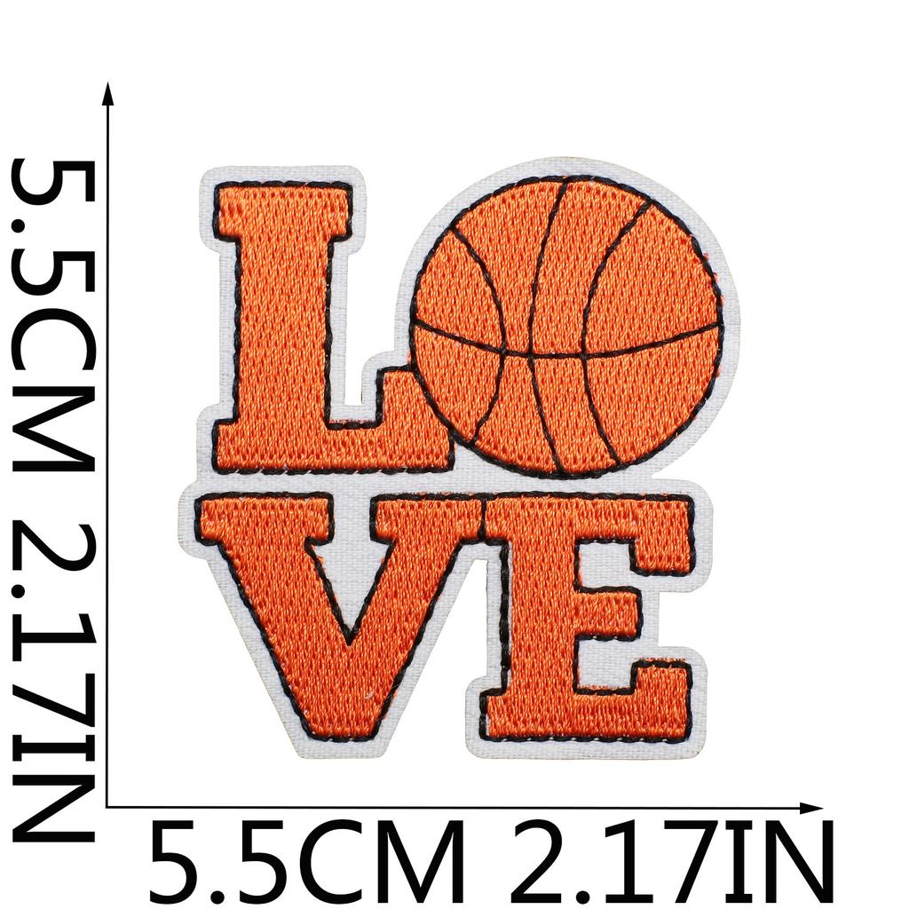 Cartoon Basketball Stickerei Stoff Aufkleber Kinderkleidung Dekorative Flicken Aufkleber Sportball Computer Stickerei Etikett Basketball Stempel Junge