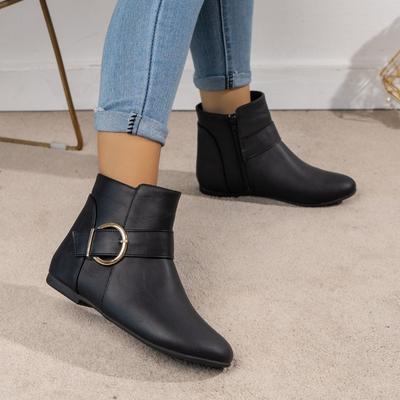 Ankle Boots for Women New Pointed Toe Women's Boots Simple Black Zipper Boots Plus Size 43 Fashion Platform Shoes Female