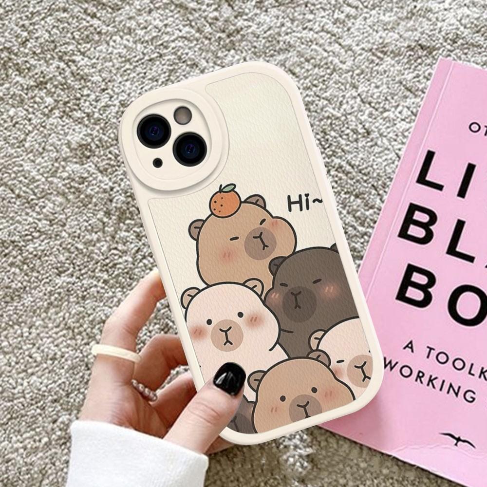 

Capybara Cartoon Phone Case Hard Leather For IPhone 16 15 14 13 12 Mini 11 14 Pro Max Xs X Xr 7 8 Plus Fundas iphone 11 pro