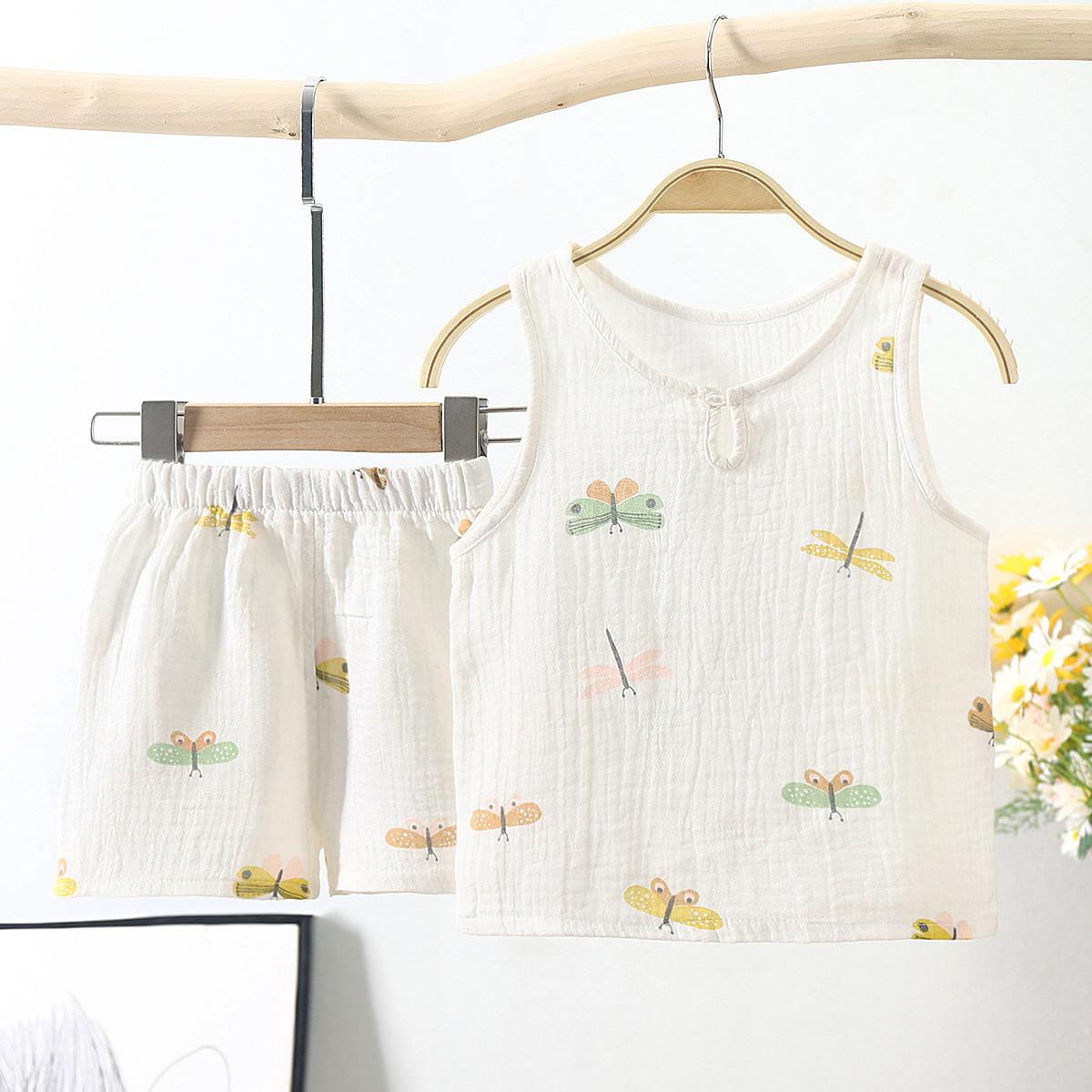 

Летний комплект жилета для мужской и женской детской домашней одежды, комплект из двух шорт и жилета 140