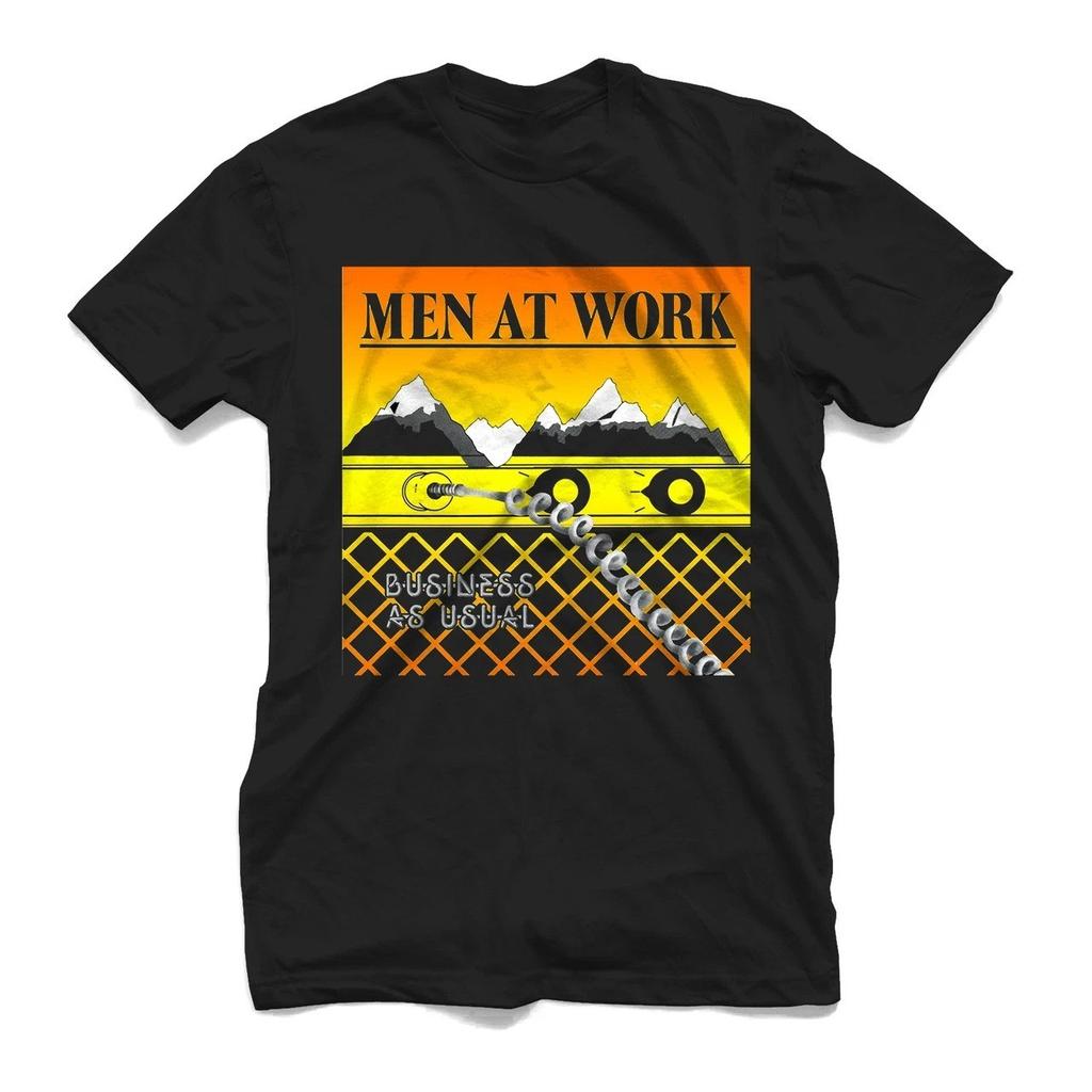 NUOVA T-shirt nera della band Men at Work Unisex Tutte le taglie dalla S alla 45XL TU106