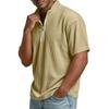 Top Pulóver Casual para Hombre de Manga Corta con Cremallera Media y Tejido de Canalé, Cuello Alto, Textura Suave, Corte Relajado, Camisa para Uso Diario