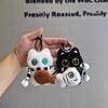 Squeaky Cartoon Plush Black White Cat Doll Toy Keychain Bag Pendant Charms Car Keyring Accessories For Couples Kawaii Gift
