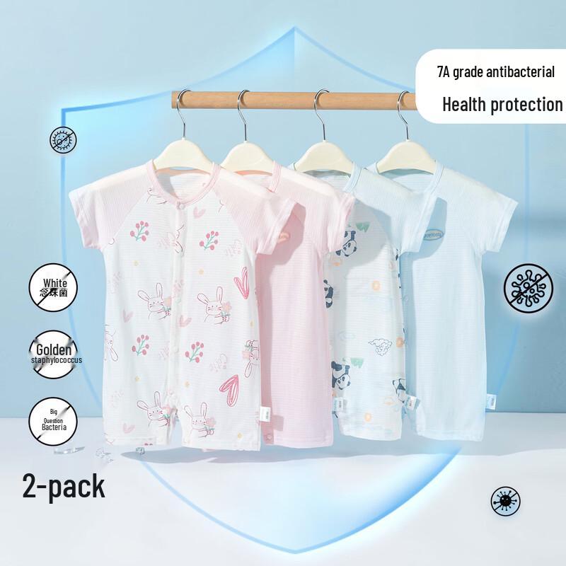 Beibeiyi 7A Anti-bacterial Cotton Baby Short Sleeve Romper 2-Piece Set
