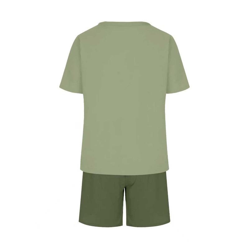 Summer  Arrival Men's Casual Two-Piece Set Striped Print Short-Sleeve Shirt and Athletic Shorts Set