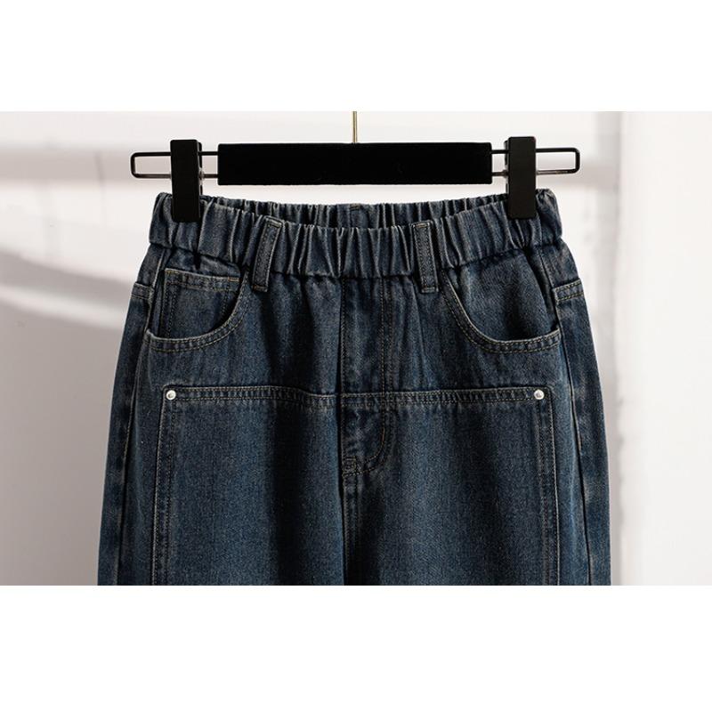 DIMANAF 2025 Plus Size Autumn Women Jeans Elastic Wide-leg Pants Denim Basic Blue High Waist Oversize New Pants 5XL