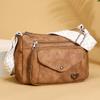 Vintage PU Soft Leather Crossbody Bag with Multiple Compartments
