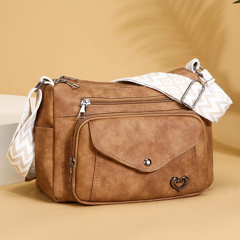 Vintage PU Soft Leather Crossbody Bag with Multiple Compartments