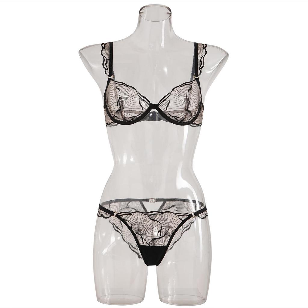 European and American Ultra-Thin French Lingerie Set - High-Quality, Sexy Bra and Panties