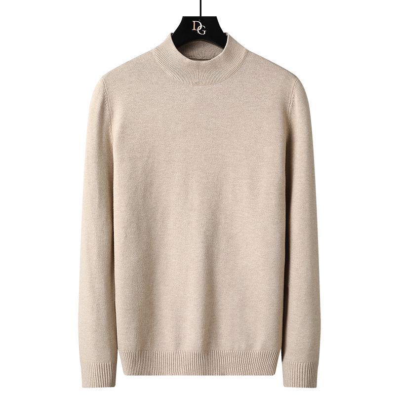 Men's Autumn/Winter Slim Fit Woolen Pullover - Half High Neck Knitted Sweater