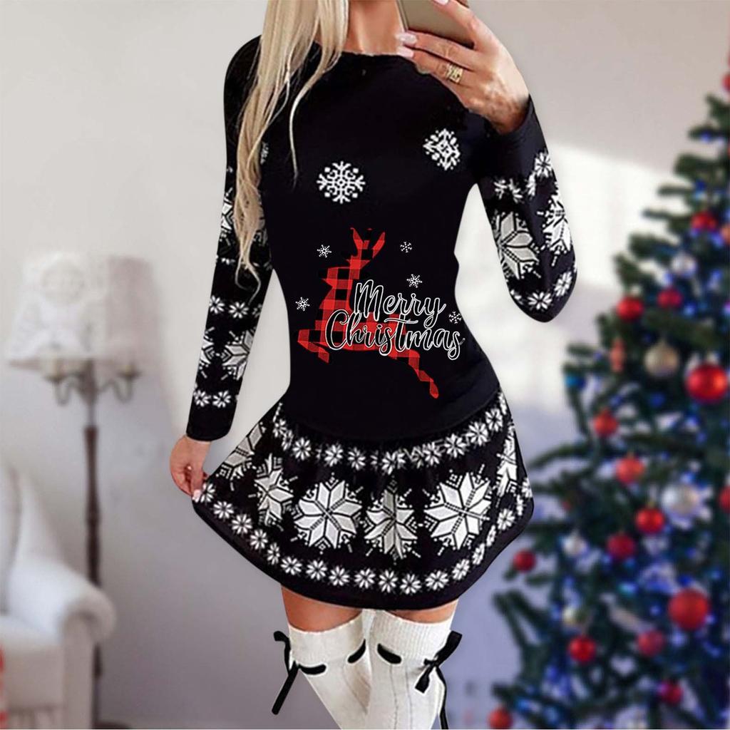 Women's Christmas Printed Dress Base Shirt