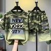 Camouflage Zebra Stripe Letter Printed Women's T-shirt and Shorts 2 Piece Set Summer Home Outdoor Casual Outfit for Men's and Women's T-shirt Set