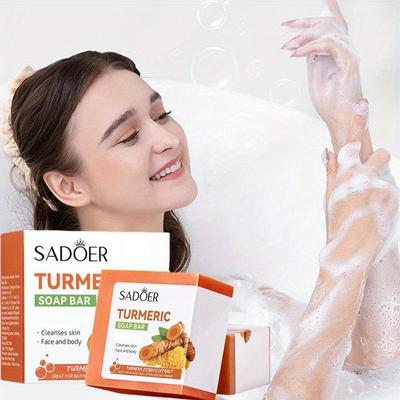 SADOER Kurkumaseife, ätherisches Öl, handgemachte Seife, reinigende Badeseife, Ingwerseife, feuchtigkeitsspendende Seife