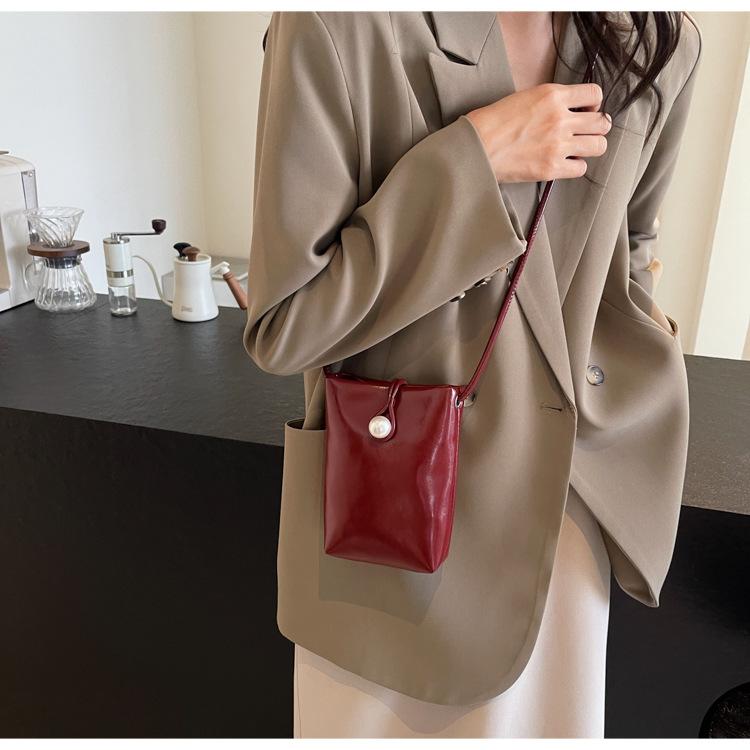 Small Bag Women's Mobile Phone Bag New Fashion Shoulder Messenger Bag Women's Fashion Simple Solid Color Small Square Bag