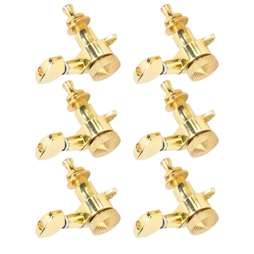 6Pcs Locking Guitar String Tuning Peg Metal Sealed Tuner Head Key Set Kit for Electric NHXF(6 Right Peg Set )