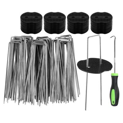 50pcs Alloy U-type Garden Staple Fence Tubing Stakes Sod Pins Galvanized Landscape Spike For Holding Lawns Barrier Ground Nail