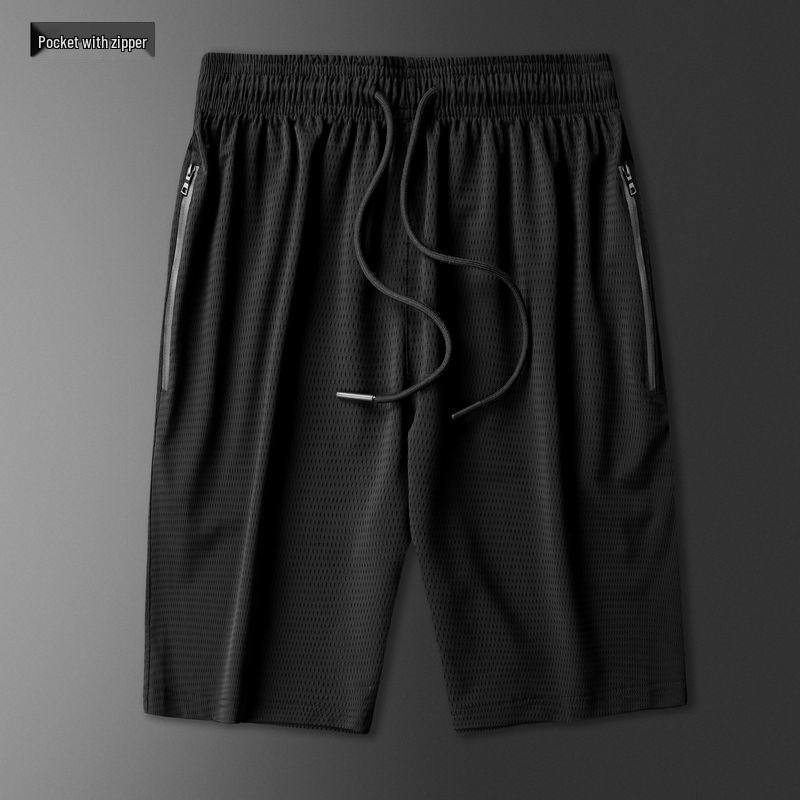 

Men s Ice Silk Mesh Stretch Sports Shorts with Elastic Waist and Zipper 3XL (150-165 jin)