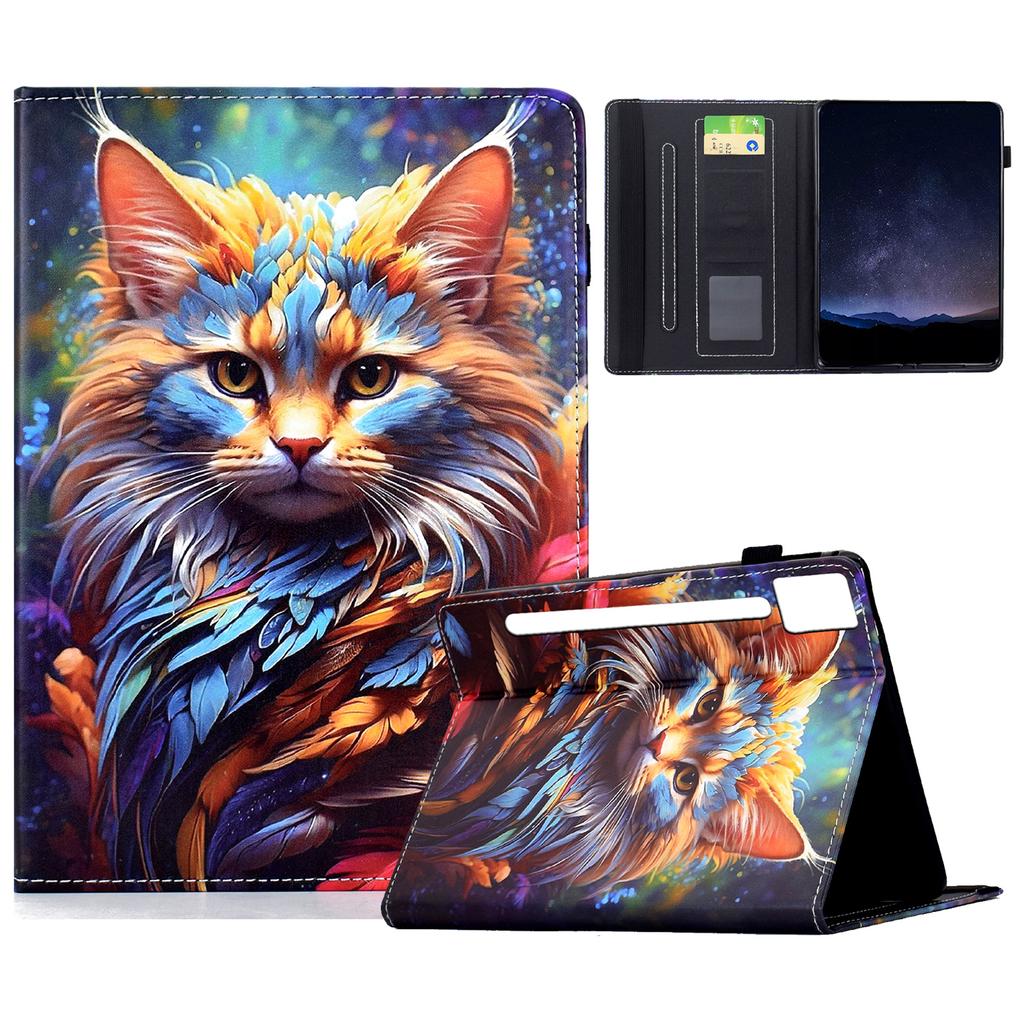 For Lenovo Idea Tab Pro/Tab P12 Pro Gen 2 Leather Case Pattern Print Card Slots Stand Auto Sleep Wake Tablet Cover