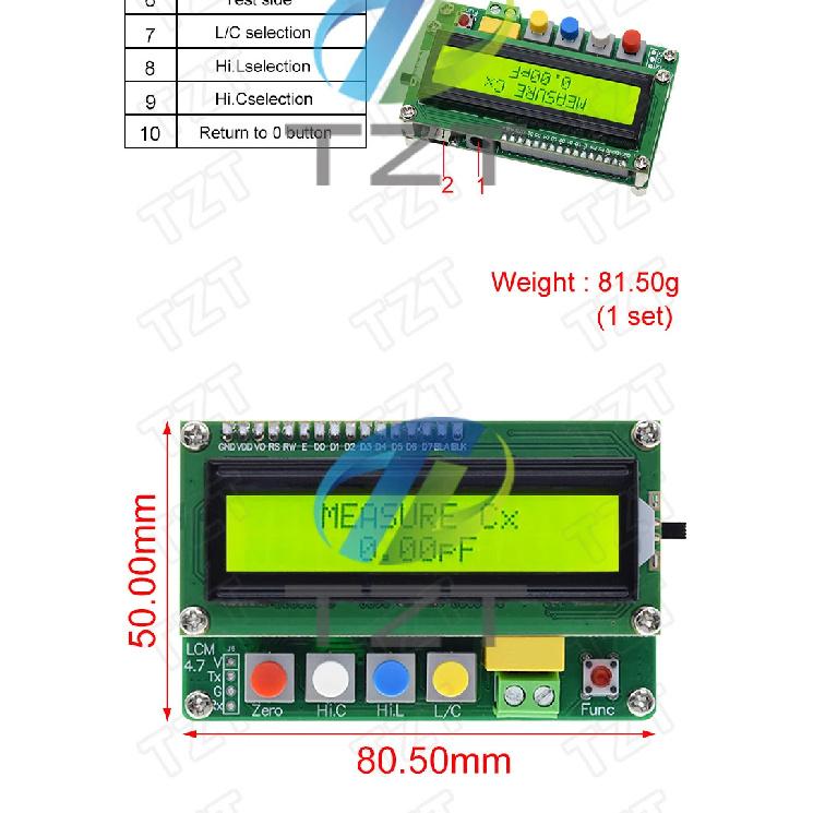 1/3pcs LC-100A Digital LCD Capacitance Inductance Meter LC Meter 1pF-100mF 1uH-100H LCD Display High Precision Fully functional