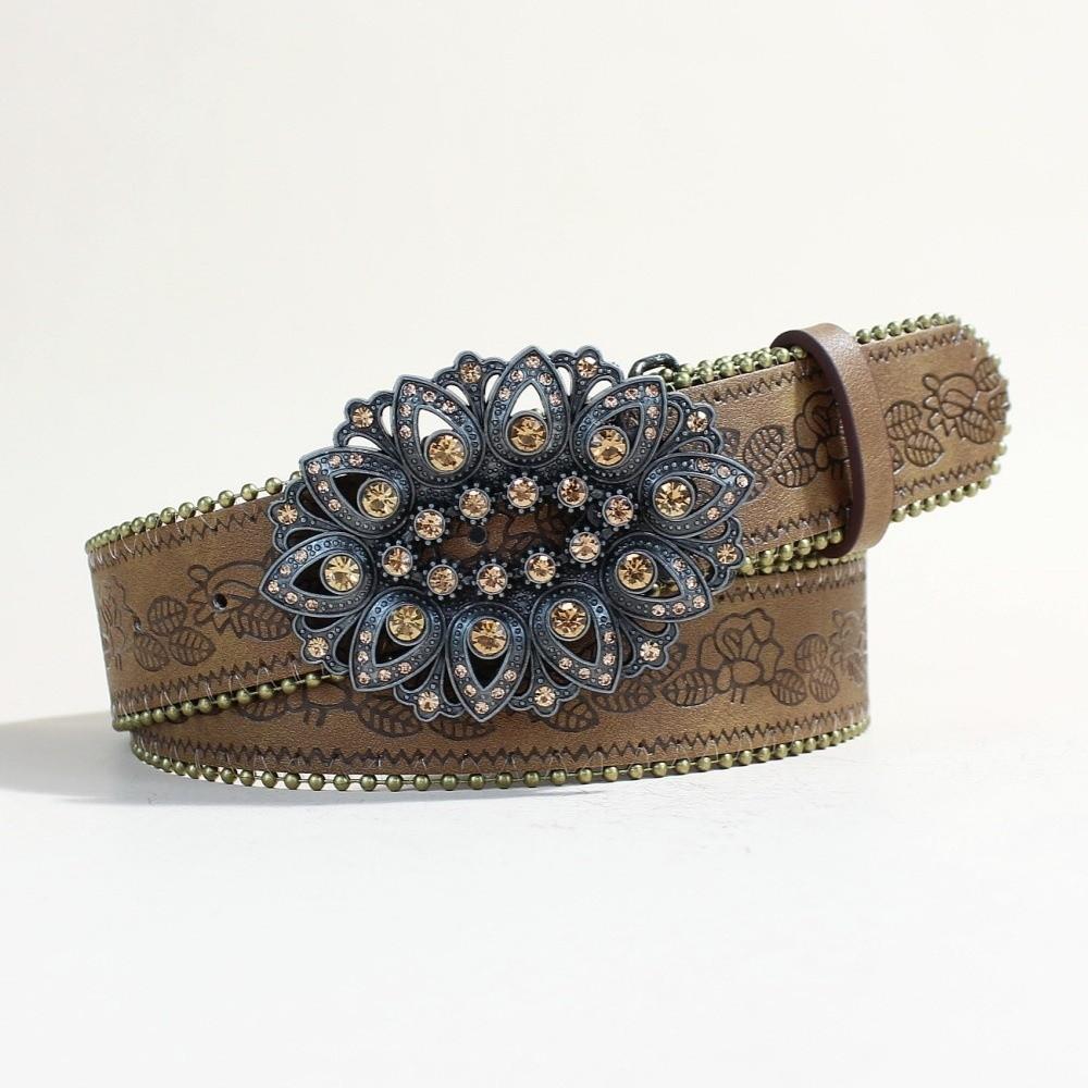 Luxury Metal Buckle Belt Engraved Buckle Waist Chain Fashion Waist Belt  for Dresses