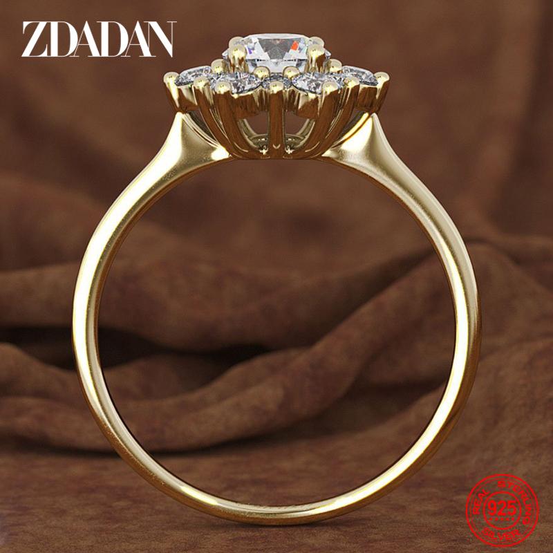 925 Sterling Silver Flower Zircon Rings for Women Wedding Jewelry