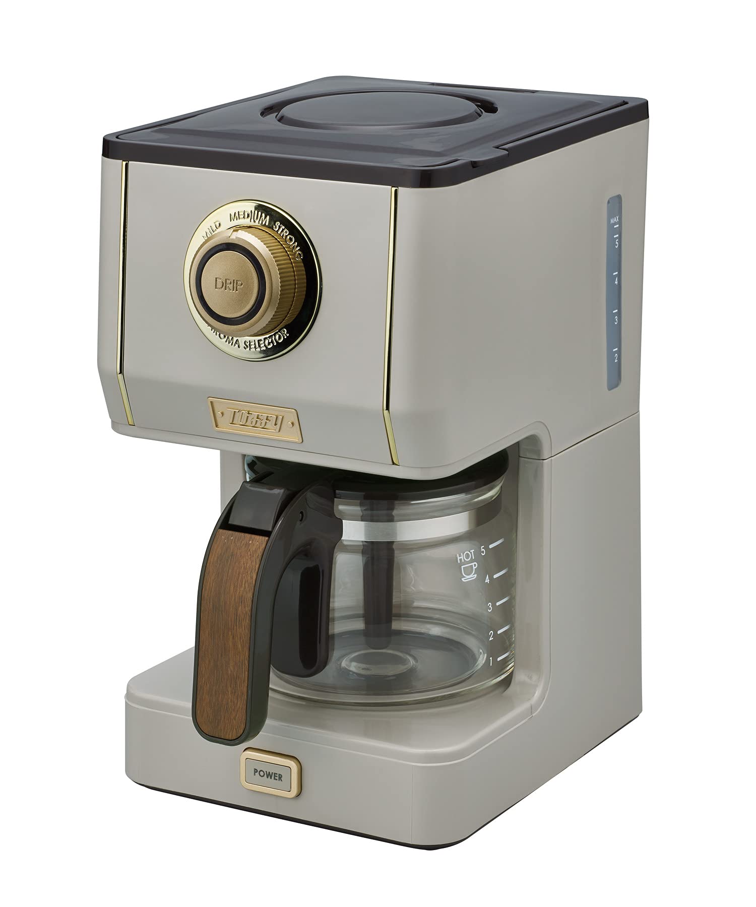 

Aroma Drip Coffee Maker Drip Type Steaming Function Automatic Heat Retention Function Glass Pot with Mesh Filter Retro Stylish [Toffy] K-CM5 (Greige)