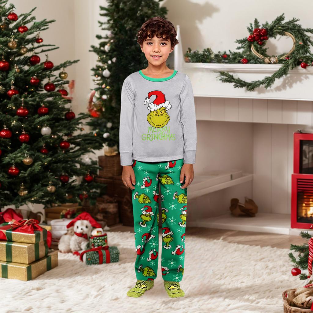 Parent-child Christmas Print Home Suit Long-sleeved Top And Pants